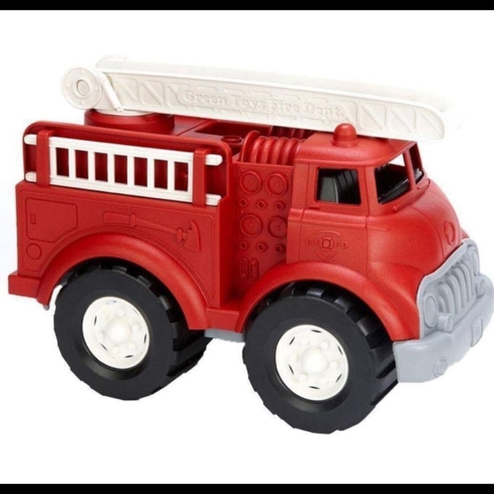 GREEN TOYS Red Fire Truck Push Toy, Recycled Plastic, BPA and Phthalate Free US.